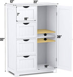Giantex Storage Cabinet with 4 Drawers, Bathroom Storage Organizer with Cupboard, Adjustable Shelf, Anti-Toppling Device, Floor Cabinet, Entryway Storage Unit Console Table, White