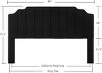 24KF Black Teddy Fabric Tufted King Upholstered Headboard, Modern Vertical Channel Design California King Headboard with Stepped Silhouette Top Edge,6026-K-Teddy Black