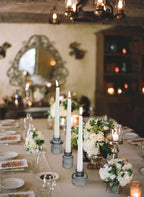 Vixdonos Taper Glass Candlestick Holders Tealight Candle Holders for Table Centerpieces, Wedding Decor and Dinner Party (3 Pcs, Gray)