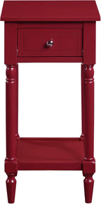 Convenience Concepts French Country Khloe 1 Drawer Accent End Table 14" - Traditional Farmhouse Side Table with Storage Drawer and Shelf for Living Room, Cranberry Red
