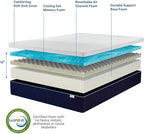Sleep Innovations Marley 12 Inch Cooling Gel Memory Foam Mattress, Cal King Size, Bed in a Box, Medium Firm Support