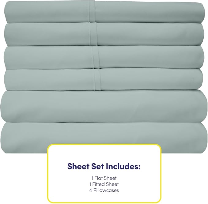Sweet Home Collection 6 Piece Bed Sheet Set, RV Short Queen, Slate