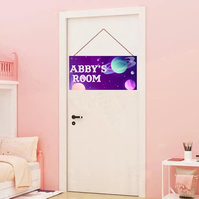 Personalized Signs Stars Sign Wall Art Decoration Exquisite Decorative Signs Custom Name for Kids Room Door Wall Decor Outer Space Themed Nursery Decor For Boys Room