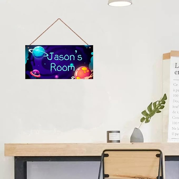 Personalized Universe Sign Custom Name Science Fiction Theme Sign For Kids Room Wall Art Décor Outer Space Art Wall Decor For Boys Room Bedroom Nursery Door For Girls Bedroom