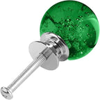 12 Pcs 30mm Round Shape Bubble Crystal Glass Cabinet Knobs with Screws Drawer Knob Pull Handle Used for Kitchen, Dresser, Door, Cupboard (Dark Green)