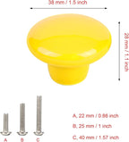 HUAMULAN 15PCS Yellow Glossy Ceramic Knobs Button Round Mushroom Cabinet Dresser Vintage Pulls Door Handles Cupboard Wardrobe Drawer, Dia. 1.5 inch (38mm)