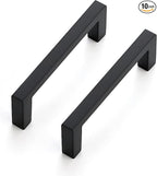 Ravinte 10 Pack Matte Black Cabinet Pulls, 3 Inch (76mm) Hole Center Slim Kitchen Handles, Square Drawer Pulls for Cabinets & Cupboards, Hardware