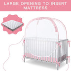Baby Pop Up Tent Cover Crib,See Through Crib and Nursery Soft Mesh Cover,Net with Viewing Window to Keep Baby in (55.2" L x 27.6" W x 51.6" H)