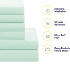 Sweet Home Collection 7 Piece Comforter Set Bag Solid Color All Season Soft Down Alternative Blanket & Luxurious Microfiber Bed Sheets, Mint, Queen