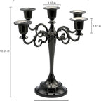 Black Candelabra Candle Holders for Pillar Candles 10.6 inch Tall, 5 Candle Candlestick Holder for 1/2-1 inch Taper Candles Halloween Candelabra Decoration Easy Assembly (Black)