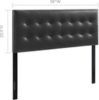 Modway Emily Button Tufted Faux Leather Upholstered Full Headboard in Black