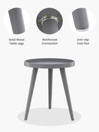 Apicizon Grey Round Side Table Set of 2, Tray Nightstand Sofa Coffee End Table for Living Room, Bedroom, Small Spaces, Easy Assembly Bedside Table, 15 x 18 Inches, Grey
