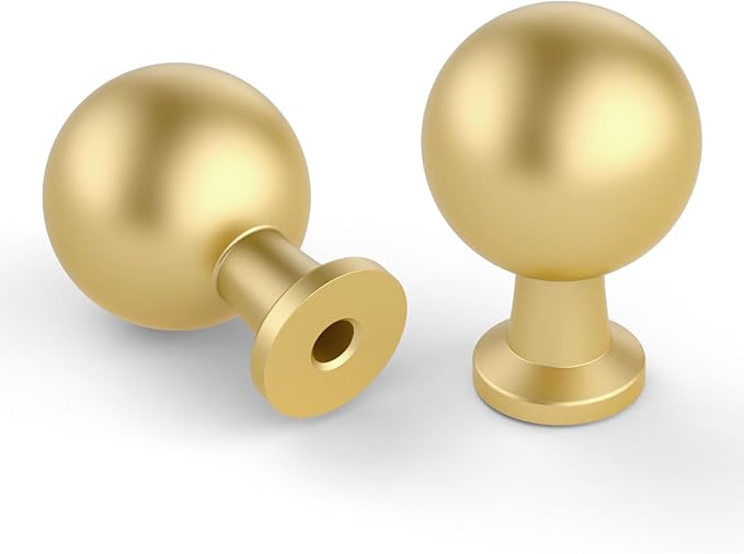 Amerdeco 10 Pack Kitchen Cabinet Knobs Brushed Gold Cabinet Knobs Bedroom Dresser Drawer Knobs Single Hole Cabinet Handles