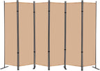 RANTILA 6 Panel Room Divider, 6 FT Folding Privacy Screen with Wide Feet, Freestanding Partition for Room Separation, Portable Room Divider Panel, 133" W x 71" H, Beige