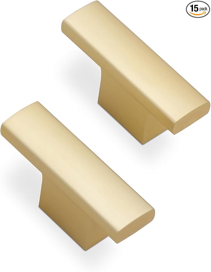 15 Pack Kitchen Cabinet Knobs Brushed Gold Cabinet Knobs Drawer Knobs Solid Kitchen Hardware