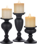 Sziqiqi Pillar Candle Holders Set of 3 Black for Table Mantle Fireplace Decor Modern Farmhouse Home Decor