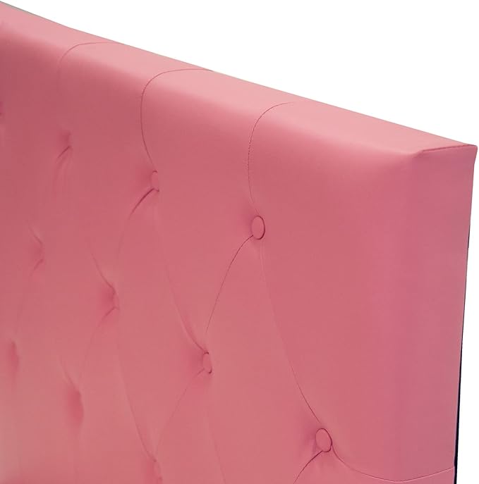 Poundex PU Upholstered Platform Bed, Twin, Pink