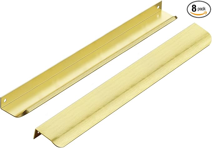 Ravinte Hardware 8 Pack Gold Cabinet Handles, 11.8 Inch (300mm) Finger Edge Pulls, 8.8 Inch Hole Center, Finger Pulls for Cabinets