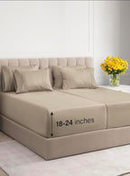 Extra Deep Split King Sheet Set - 7 Piece Breathable & Cooling Sheets - Hotel Luxury Bed Sheets Set - Easy & Secure Fit - Soft, Wrinkle Free & Comfy Sheets Set - Cream Sheet Set w/Extra Deep Pockets