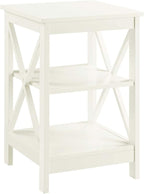 Convenience Concepts Oxford End Table 15.75" - Modern Living Room Table with Storage Shelves, Transitional Nightstand Side Table for Home Decor and Display, Ivory