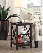 Convenience Concepts Oxford End Table 15.75" - Modern Living Room Table with Storage Shelves, Transitional Nightstand Side Table for Home Decor and Display, Espresso