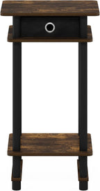 Furinno Turn-N-Tube Tall End Side Night Stand/Bedside Table with Bin Drawer, 1-Pack, Amber Pine/Black/Black