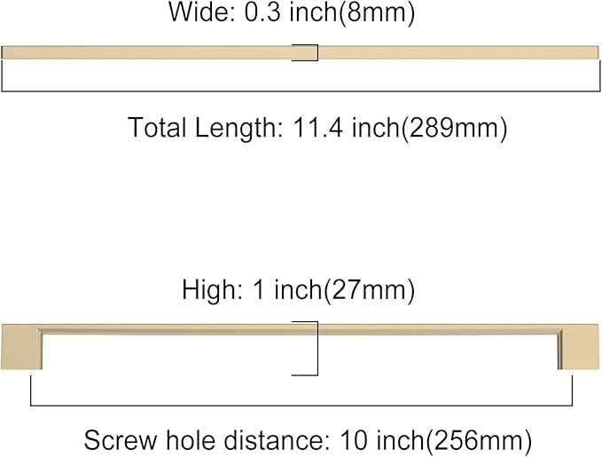 Asidrama 20 Pack 10 Inch(256mm) Brushed Brass Kitchen Cabinet Handles, Cabinet Pulls Kitchen Cabinet Hardware for Cupboard Drawer Pulls