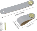 Leather Drawer Pulls and Knobs Soft Cabinet Handles Modern Cabinets Door Knob for Furniture Cupboards Wardrobe Dresser Decorative Handle with Screw 4 Pcs (Grey)