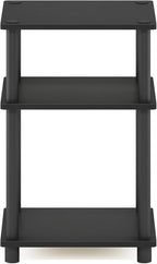 Furinno JUST Side Table, 3-Tier End Table, Open Shelves Night Stand, Bedside Table, Toolless Assembly, for Living Room, Bedroom, Bathroom, Americano