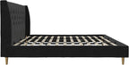 Novogratz The Her Majesty Upholstered Bed, King, Black Velvet