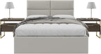 Vänt Upholstered Wall Panels - Queen/Full Size Wall Mounted Headboards - Zigrino Leather Oyster – Panel Size 30” Wide x 11.5” High - Pack of 4 Panels
