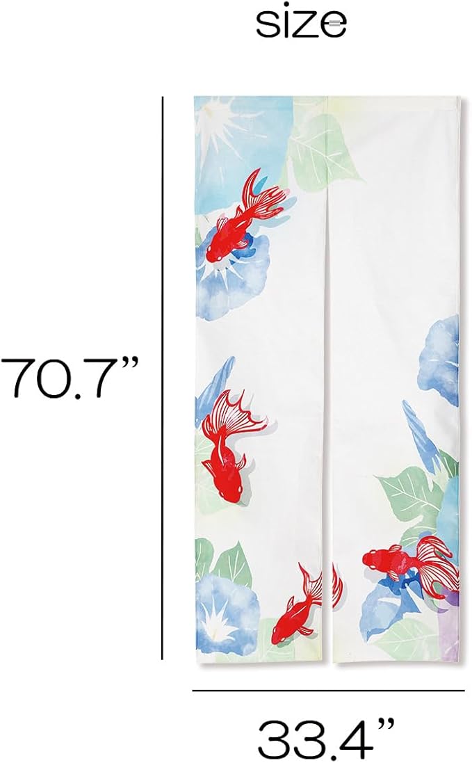 Noren Japanese Style Doorway Curtain with a Picture of Japanese Goldfish Printed on it (pattern2)