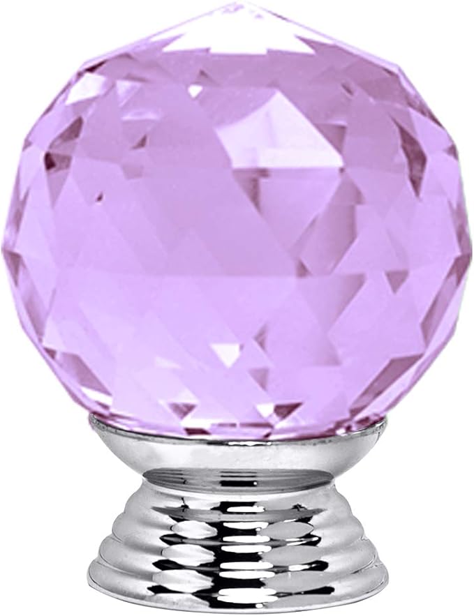 12 Pcs 30mm Round Shape Crystal Glass Cabinet Knobs with Screws Drawer Knob Pull Handle Used for Kitchen, Dresser, Door, Cupboard(Purple)