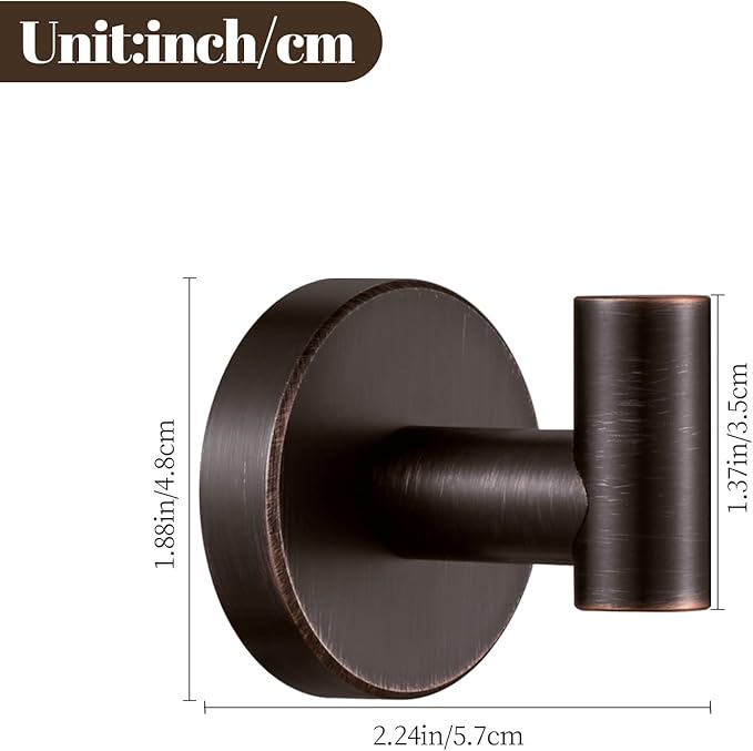 BigBig Home Bronze Towel Hooks, Bathroom Robe Hook Oil Rubbed, Bath Farmhouse Coat Clothes Hook Wall Mounted Rustic 2 Pack for Kitchen Washroom