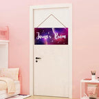 Personalized Outer Space Sign Universe Planet Theme Door Décor For Kids Room Custom Name Little Man Cave Wall Art Decor, Stars Floral Nursery Art Plate For Girls Room Boys Bedroom