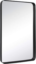 TEHOME 24x36 Matt Black Metal Framed Bathroom Mirror for Wall in Stainless Steel Matte Black Rounded Rectangular Bathroom Vanity Mirrors Wall Mounted