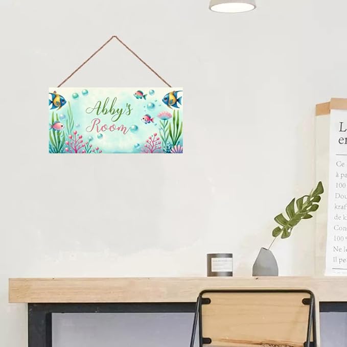 Personalized Vintage Fish Art Décor For Kids Room Custom Name Door Wall Decor, Ocean Theme Nursery Art Plate For Boys Bedroom Home Club Cabin Garage Bar