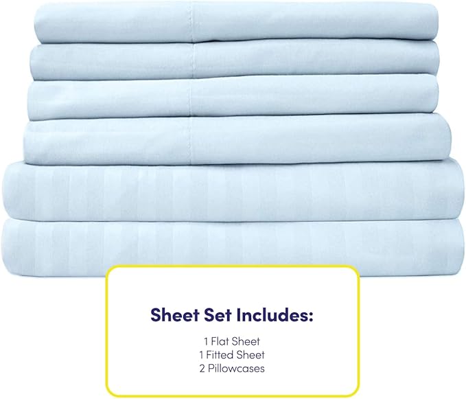 Twin Size Bed Sheets - 4 Piece 1500 Supreme Collection Fine Brushed Microfiber Deep Pocket Twin Sheet Set Bedding - 1 EXTRA PILLOW CASES, GREAT VALUE, Twin, Dobby Light Blue