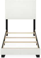 Furinno Pessac Upholstered Bed Frame, White PU Leather, Twin XL