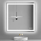 Wall-Mounted LED Square Bathroom Mirror, Makeup Mirror (36 inches x 36 inches,) 3 Color Dimming Bathroom Vanity Mirror with Lights Smart Mirror with Touch