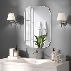 KOHROS Frameless Scalloped Beveled Edges Mirror 20" x 28" Bathroom Mirrors for Over Sink Silver Wall Mirror for Bathroom, Vanity, Bedroom (Horizontal or Vertical)