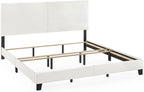 FURINNO Pessac PU Leather Upholstrered Platform, King, White