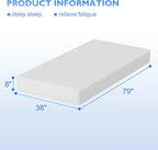 BestMassage | 8 Inch Twin XL Mattress | Gel Memory Foam | Medium Firm Feel | White | Bed in a Box, CertiPUR-US Certified | Pressure Relief, Cooling Ventilated Foam | Breathable Knit Cover