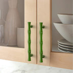 10pcs Cabinet Handles Hole Centers 5",Bamboo Shape Kitchen Cupboard Dresser Closet Drawer Door Pulls Green