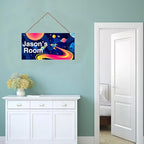 Personalized Rocket Signs Wall Art Decoration Exquisite Decorative Sign For Little Man Cave Custom Name for Kids Room Nursery Door Wall Decor Outer Space Universe Decor For Boys Room