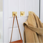 Gold Adhesive Hooks 15LB (Max), Non Tarnish Sticky Hooks for Hanging Towels, Coat, Backpack, Purse, Hat, Key, Self-Adhesive Towel Holder for Shower Closet Bathroom-4 Packs