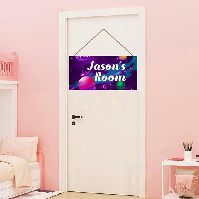 Personalized Stars Sign Customized Galaxy Signs Wall Art Decoration Exquisite Decorative Signs for Girls Bedroom Door Decor For Kids Room Outer Space Themed Nursery Decor For Boys Room