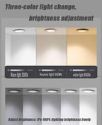 47" Half Moon LED Bathroom Mirror - Anti-Fog Dimmable Backlit with 3-Color Lights, Smart Touch Switch and Time Display, Frameless Vanity Wall Mirror for Bedroom/Entryway (Right Semicircle)