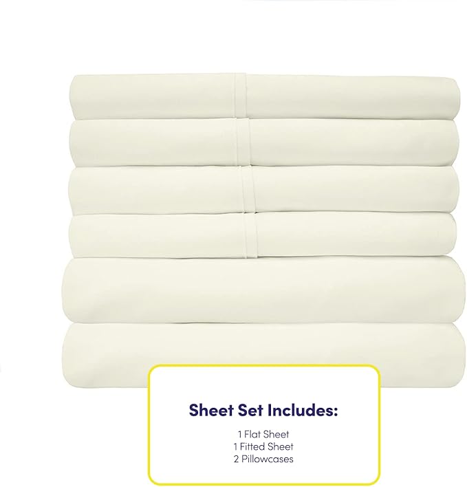Twin XL Size Bed Sheets - 4 Piece 1500 Supreme Collection Fine Brushed Microfiber Deep Pocket Twin X-Large Sheet Set Bedding - 1 EXTRA PILLOW CASES, GREAT VALUE, Twin XL, ivory