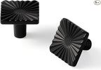 5 Pack Black Cabinet Knobs Square Drawer Pulls Bathroom Dresser Handles Hardware Zinc Alloy